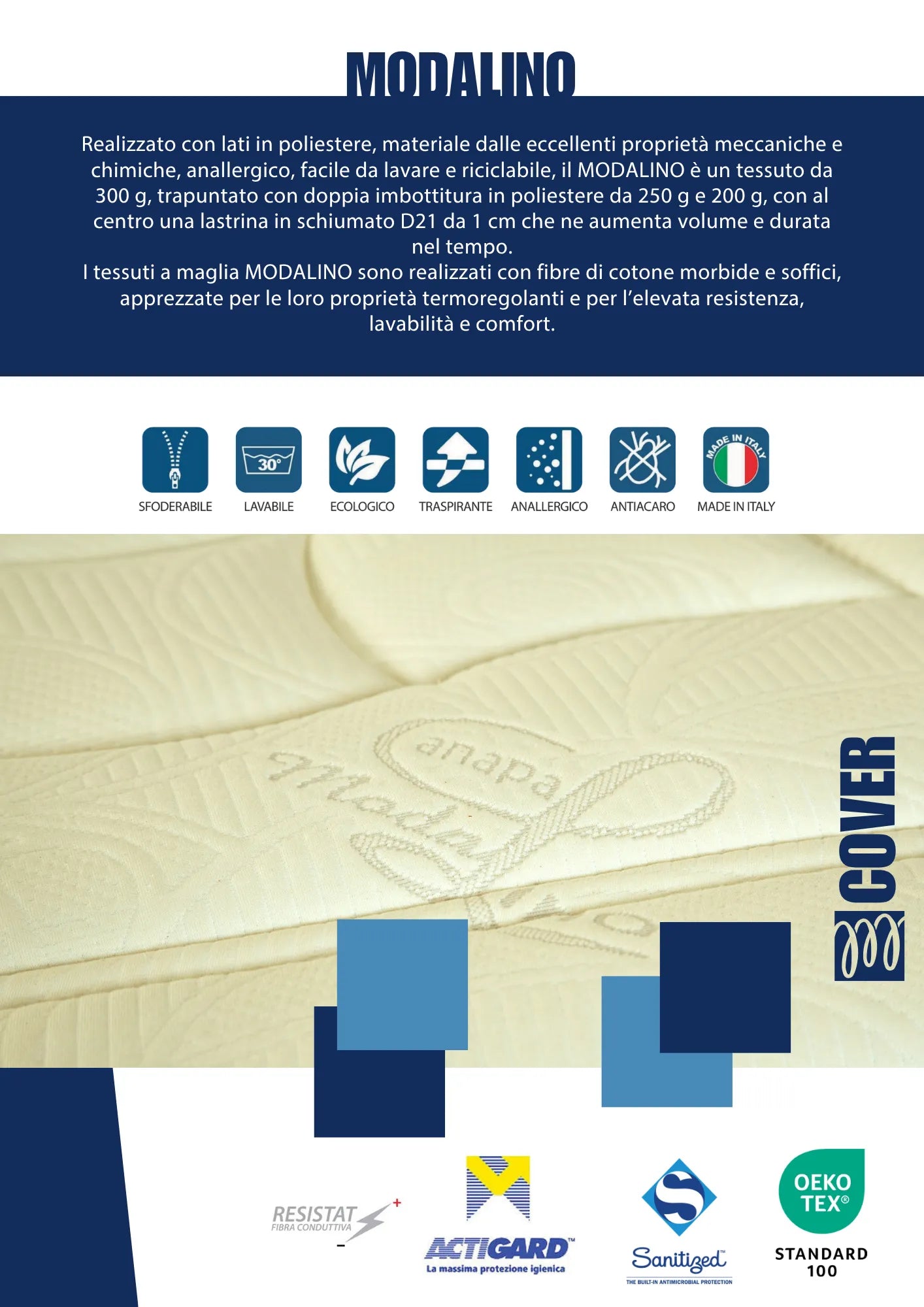 Materasso "Modalino"a  molle insacchettate e Memory Foam