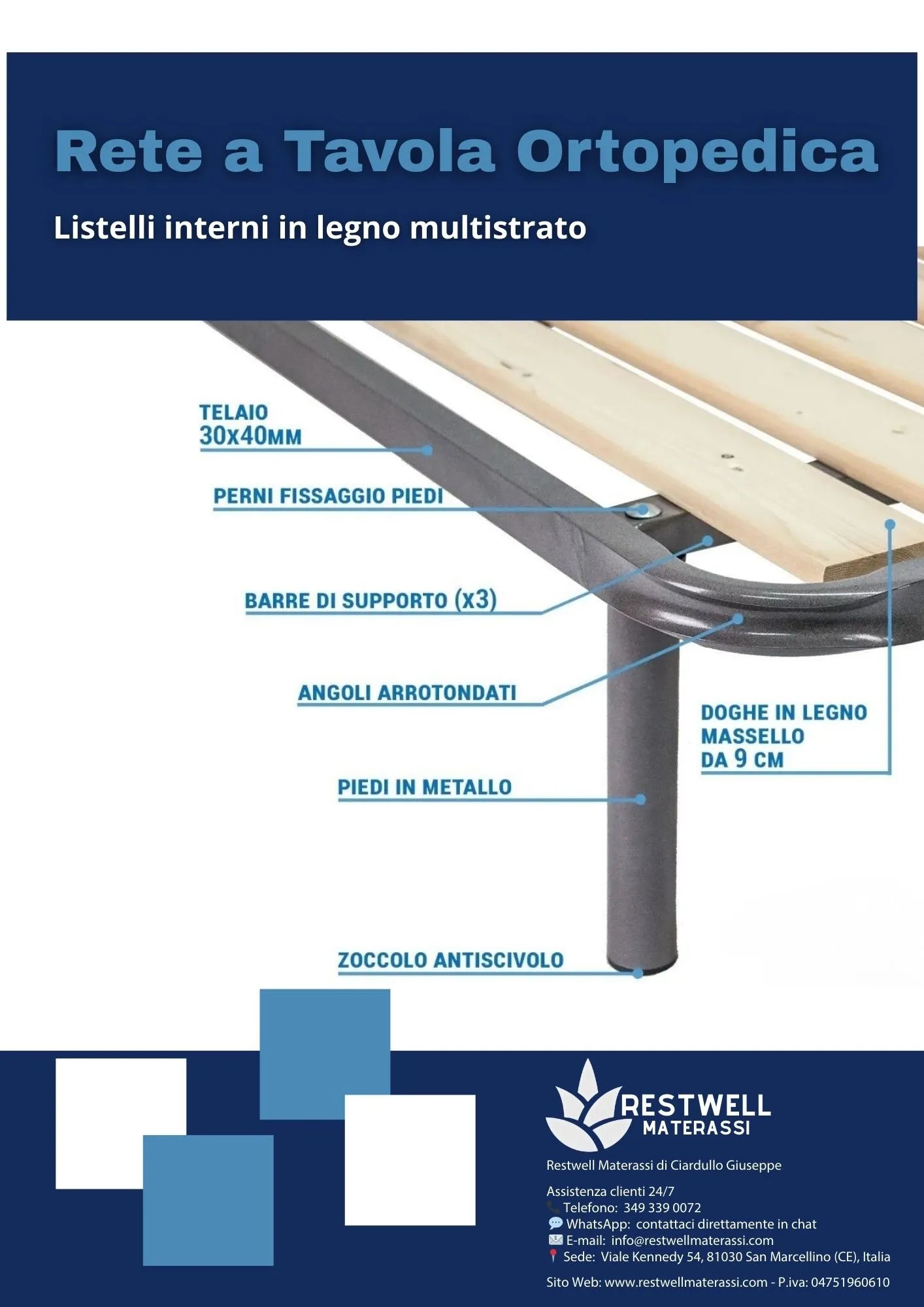 Rete a Tavola Ortopedica Matrimoniale